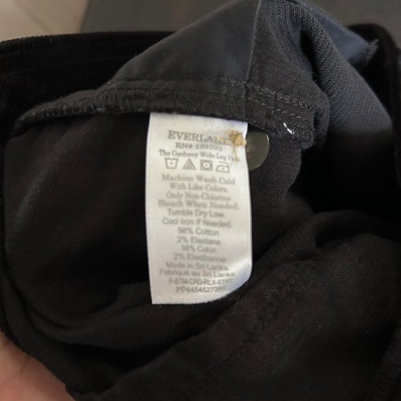 Everlane NWT Corduroy Wide Leg Straight Pant Black Size 10 - Picture 12 of 12